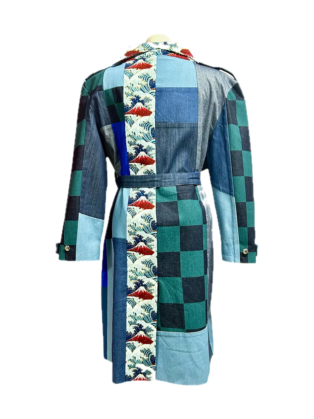 Abrigo «Pasado», Patchwork de denim con tejido japonés
