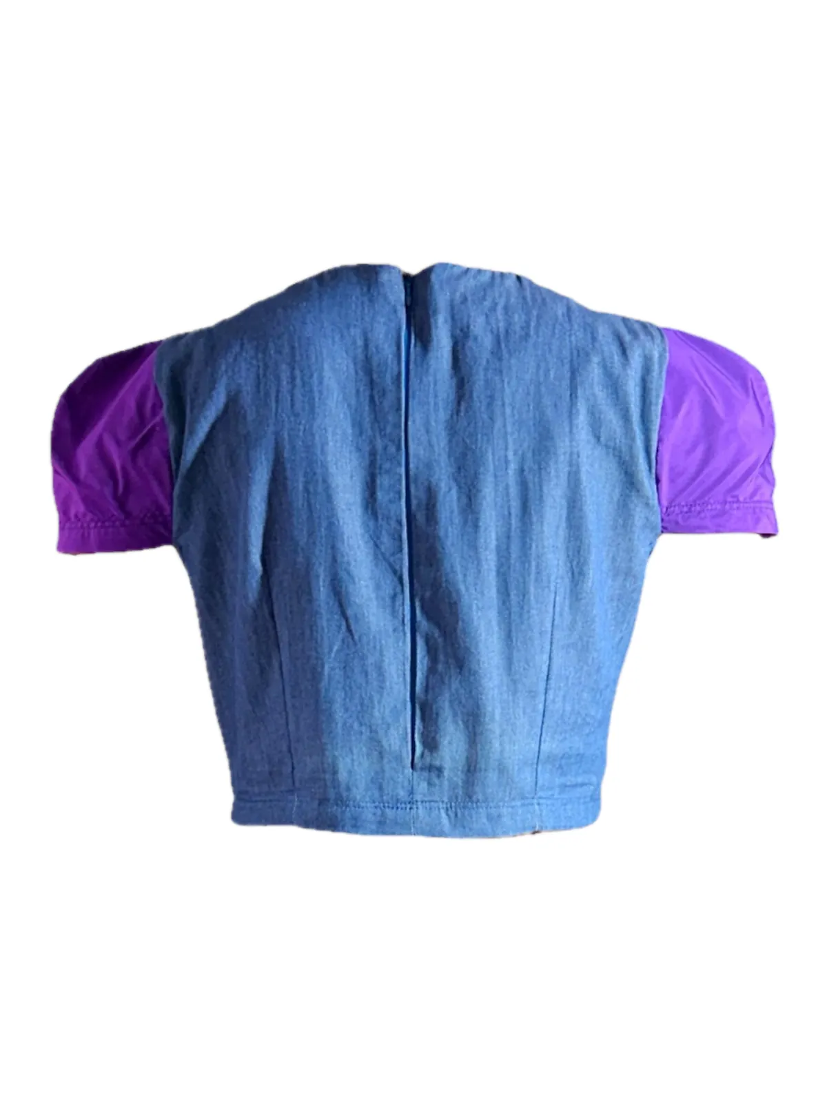 Camisa denim «Recuerdo», Pliegues en tafetán reciclado lila