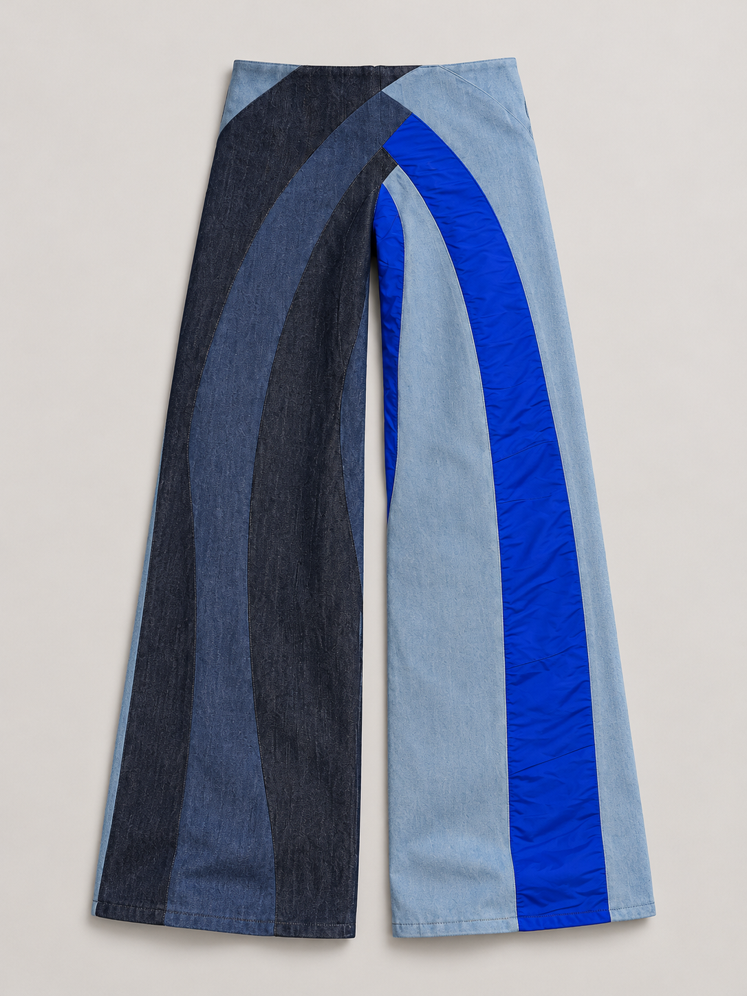 Pantalón La Máscara, Denim y tafetán azul reciclado